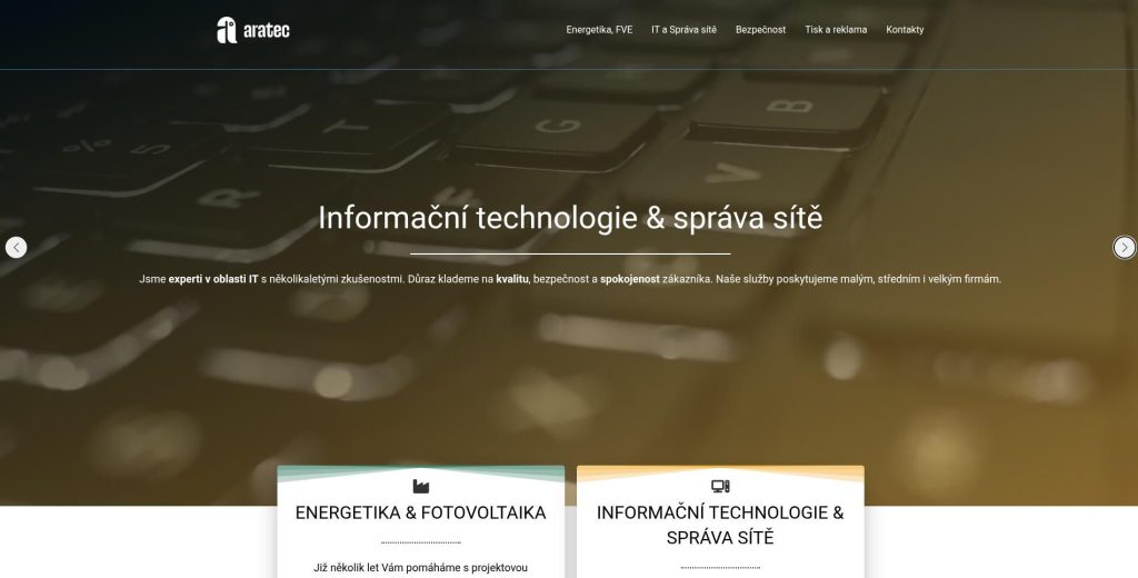 Screenshot webu aratec.cz