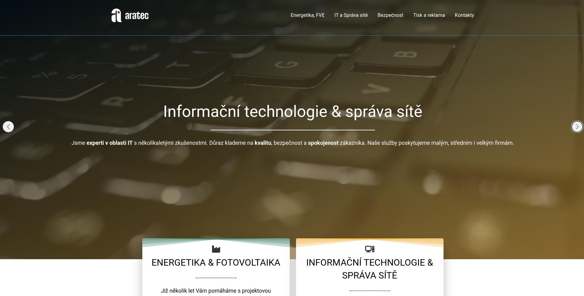 Screenshot webu aratec.cz